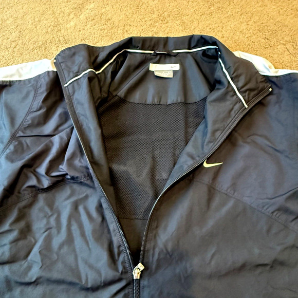 Vintage Nike Jacket Windbreaker Mens L Mesh Lining Black Gray Full Zip Logo - Picture 6 of 8